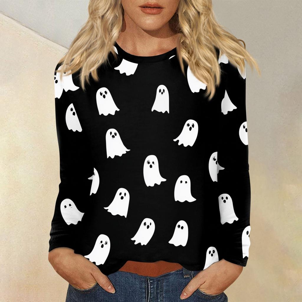 Women's Daily Casual Long-sleeved Printed O-neck Top