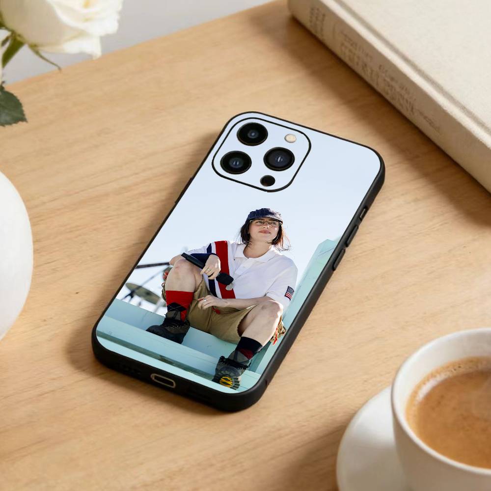 S-Singer B-Billie Eilish Phone Case For iPhone17,16,15,14,13,12 Plus,Max Soft Silicone Black Cover