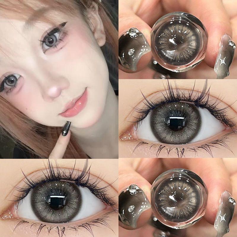 Mill Creek Grey Contact Lens Belt Grade 14.5MM Big Eye Thai Milk Tea Series Grey GDIA: 14.2MM 1 Year Use Soft Hydrogel WT: 40%