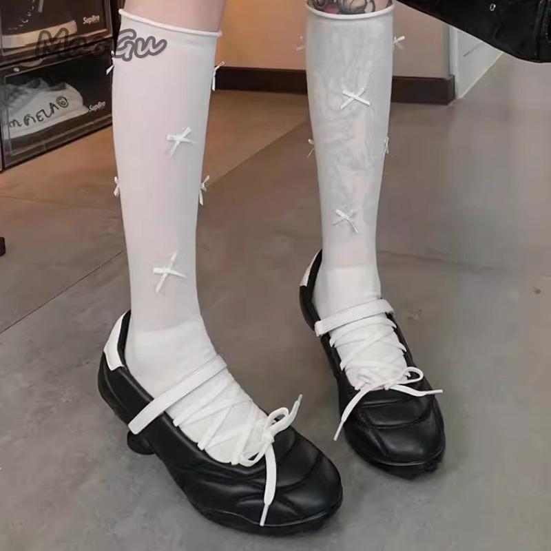 Fashion Strange Style Women's Lace Up Ballet Shoes Round Toe Comfortable Loafers Non-slip Black Silver Lightweight Mid Heel Pumps Size39