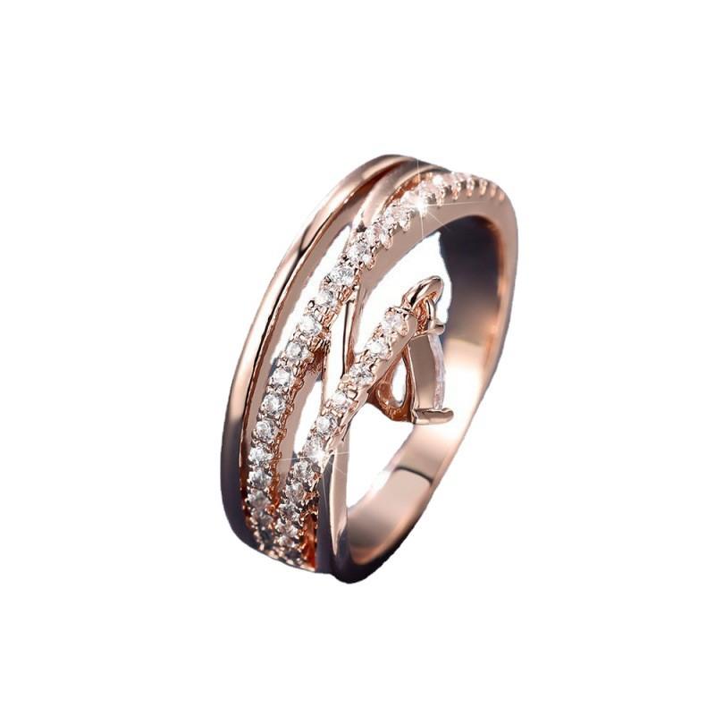 Wish Rose Gold Cross White Water Drop Ring Fashionable Commuter Light Luxury Literary Model