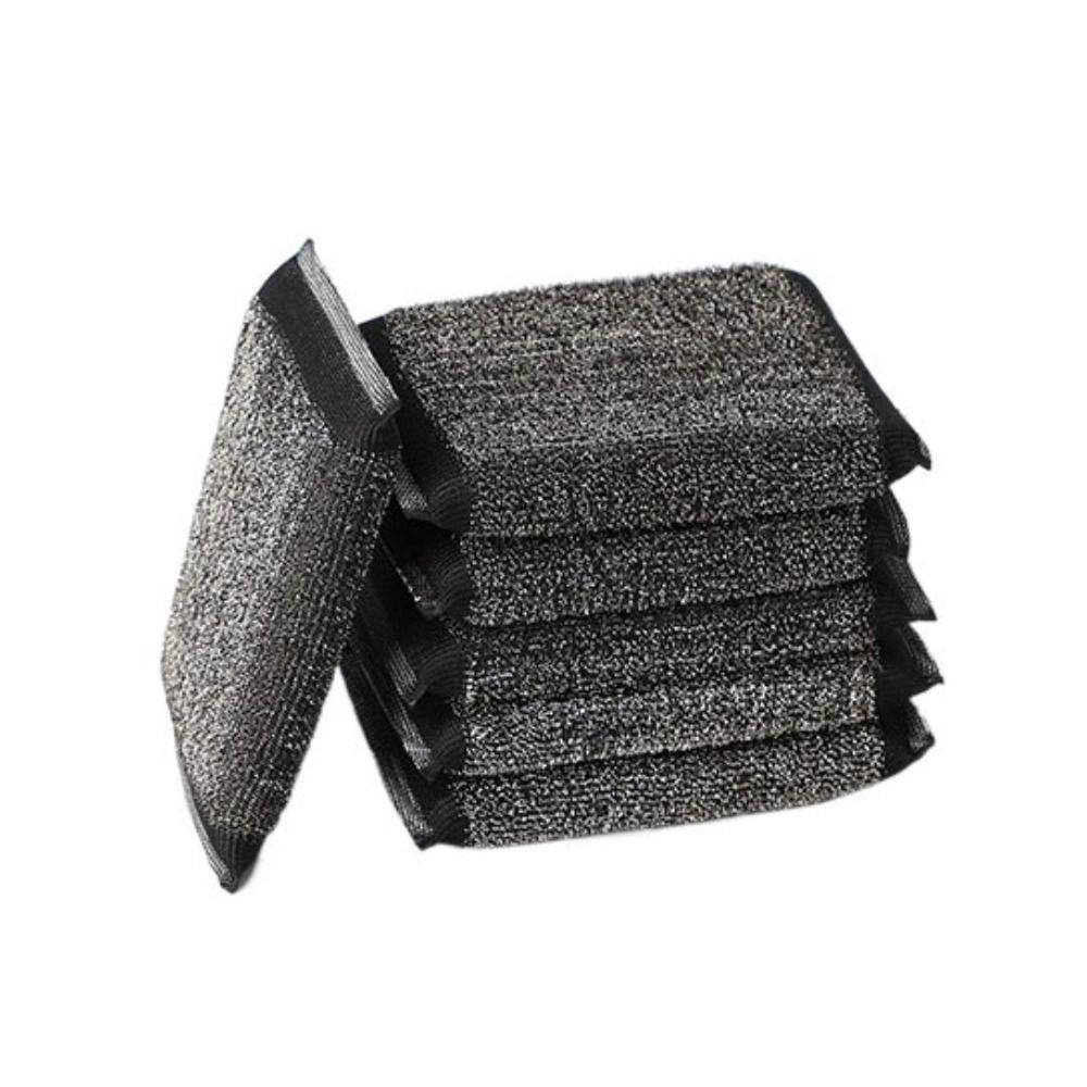 

6pcs Absorbent Stainless Steel Sponge Rectangle Scrub Sponge Pads Dishwashing Sponge Pot чёрный
