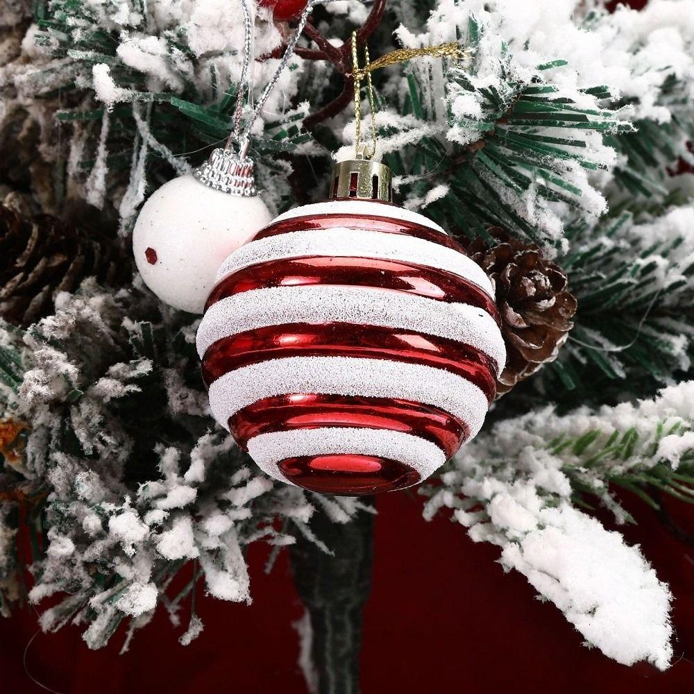 6Pcs 6cm Plastic Christmas Ball Painted Xmas Tree Decor Ball Set Festive atmosphere Christmas Ball Pendant