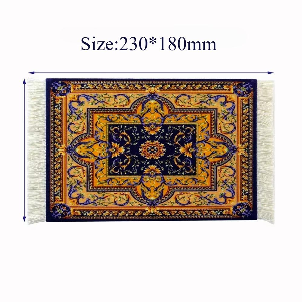 Woven flower Persian carpet small coaster retro style rubber non-slip computer mats wholesale merchants cheap mouse pad desk mat
