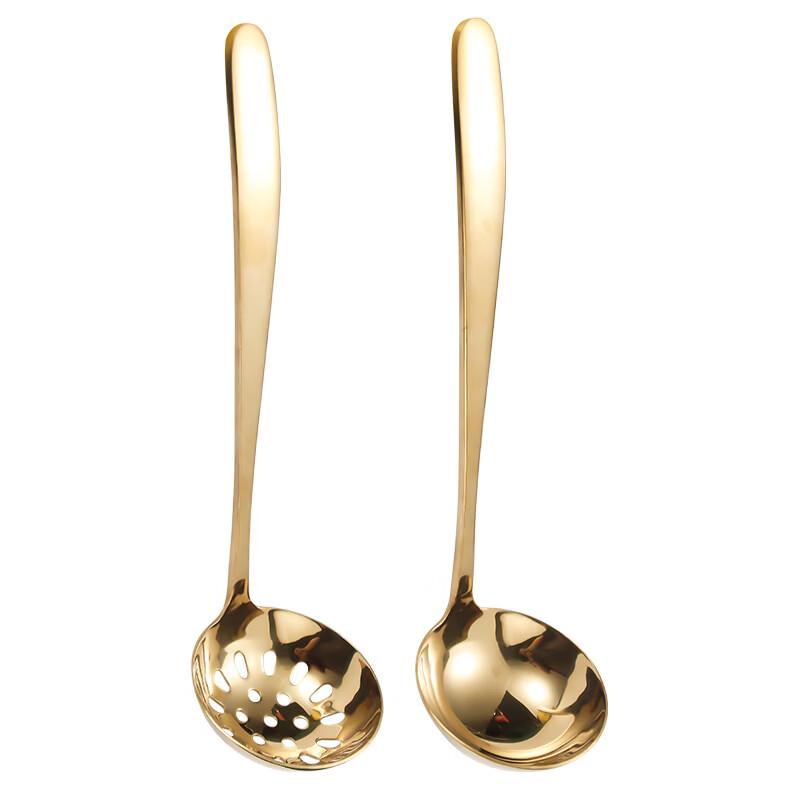ZISIZ Thickened Stainless Steel Kitchen Ladle & Slotted Spoon Set