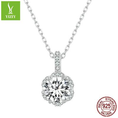 One-Carat Moissanite Necklace With Certificate, Simple Court Style S925 Silver Collarbone Chain Msn007