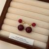 Retro Red Pearl Earrings: Light Luxury Fashion Studs for Women – Versatile & Stylish
