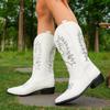 Damen Stiefel für extra weite Waden Größe 12 Damen Mode und vielseitige Westernstiefel Damen Retro Langstiefel Botas Para Mujer