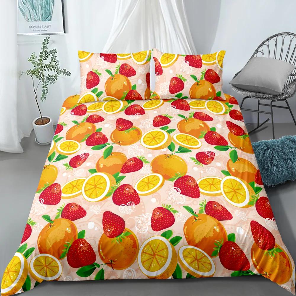 3D Flower Printed King Queen Duvet Cover Orange Beautiful Floral Bedding Set For Girl Women Plant 2/3Pcs Polyester Quilt Cover