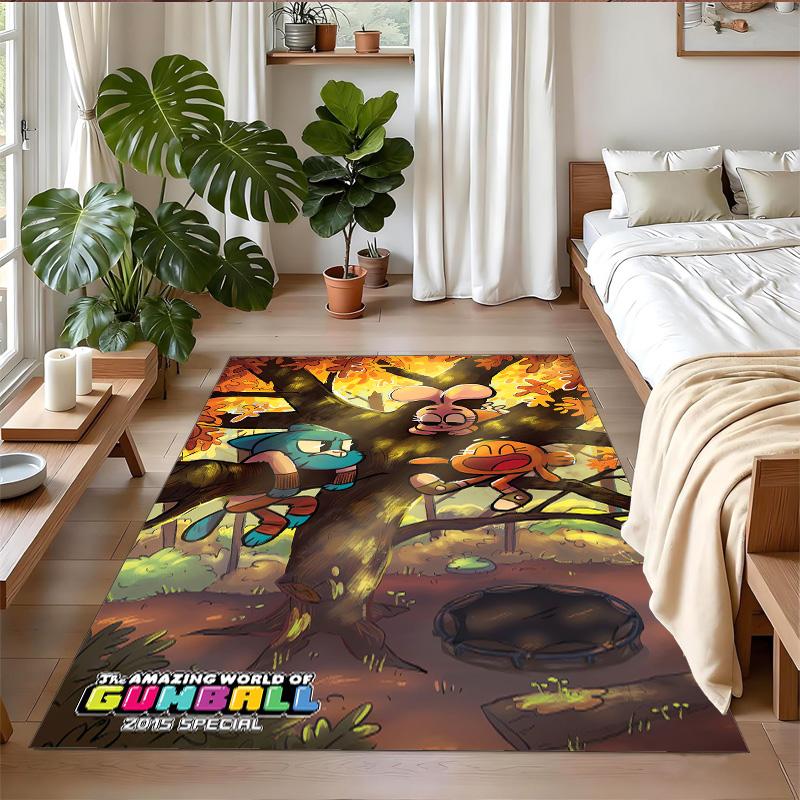 Rutschfeste Kristall-Samt-Fußmatte, Teppich im Amazing World of Gumball Design für Innenbereiche, Wohnzimmer, Schlafzimmer, Heimdekoration