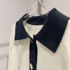 Autumn Winter French Color Block Wool Cardigan - Loose, Casual, Fragrant Lapel Knit Sweater