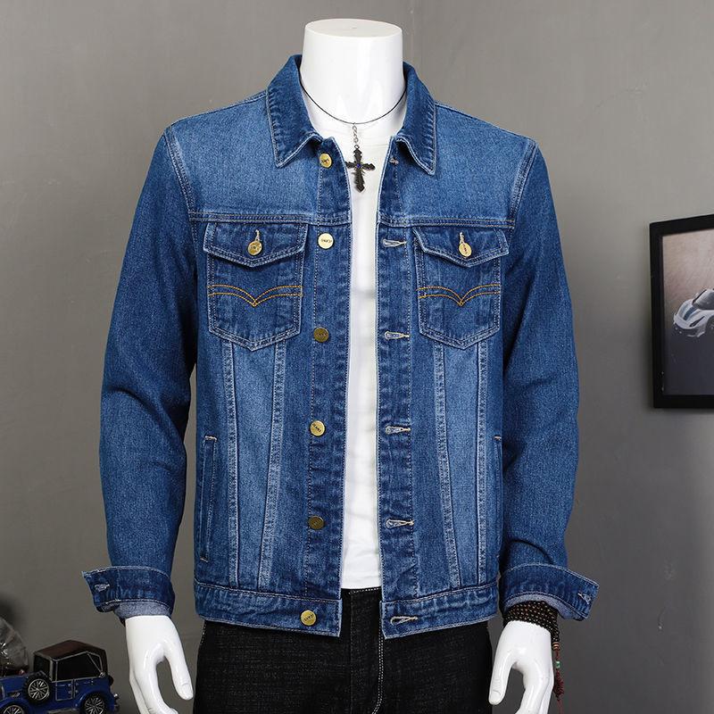 Denim Jacket Men's Casual Youth Large Size Denim Jacket Men's Jacket Work Wear Spring and Autumn Tops and Coats for Outer Wear