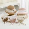 Girl'S Summer Straw Hat Lace Bow Breathable Sun Hats Kids Princess Party Holiday Beach Bucket Cap Ang Bag 2Pcs Set Panama Gorros