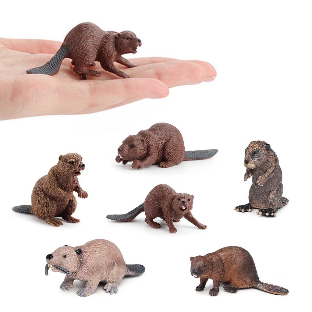 Mini Wild Animal Beaver Model - Educational Decorative Toy for Kids