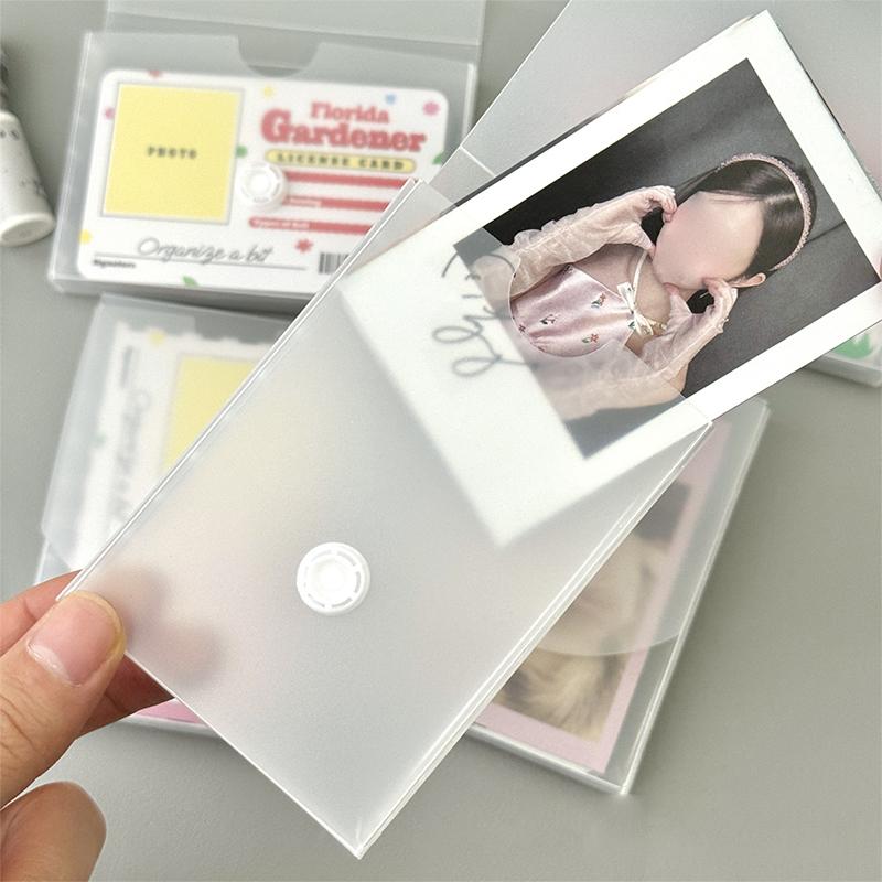 2Pcs Translucent Frosted Button Storage Box Portable Pocket Album Case Container Dustproof Kpop Idol Photo Card Organizer