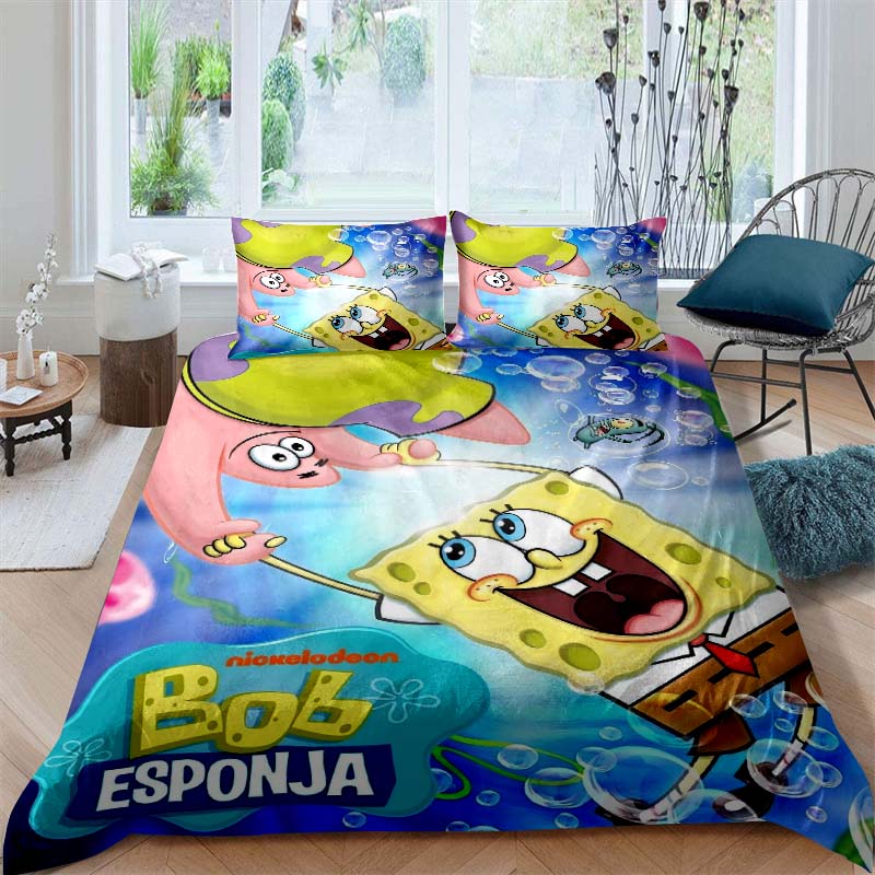 A Variety of SpongeBob SquarePants Patterned Bedding Sets, Soft Duvet Covers and Pillowcases, Suitable for Teenagers, Children a