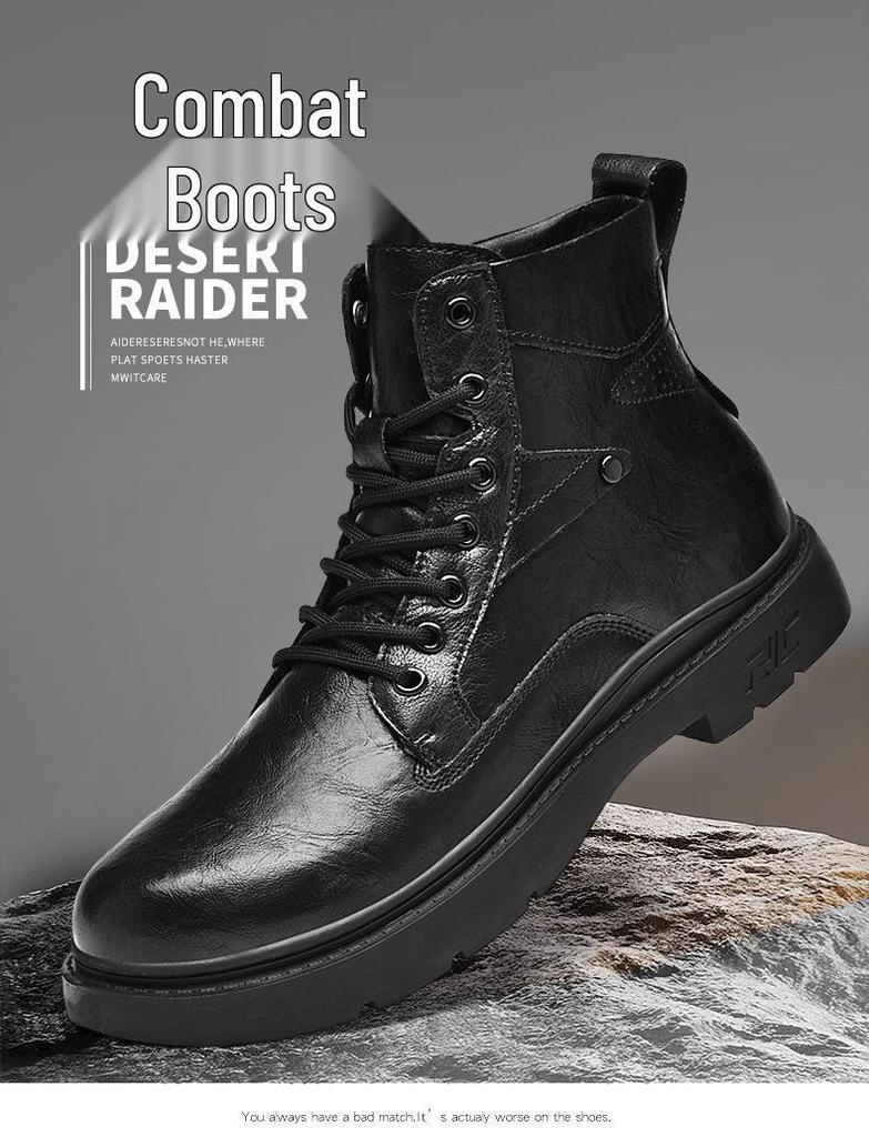 Men's Large Size High-Top Leather Winter Martin Boots for Outdoor Work