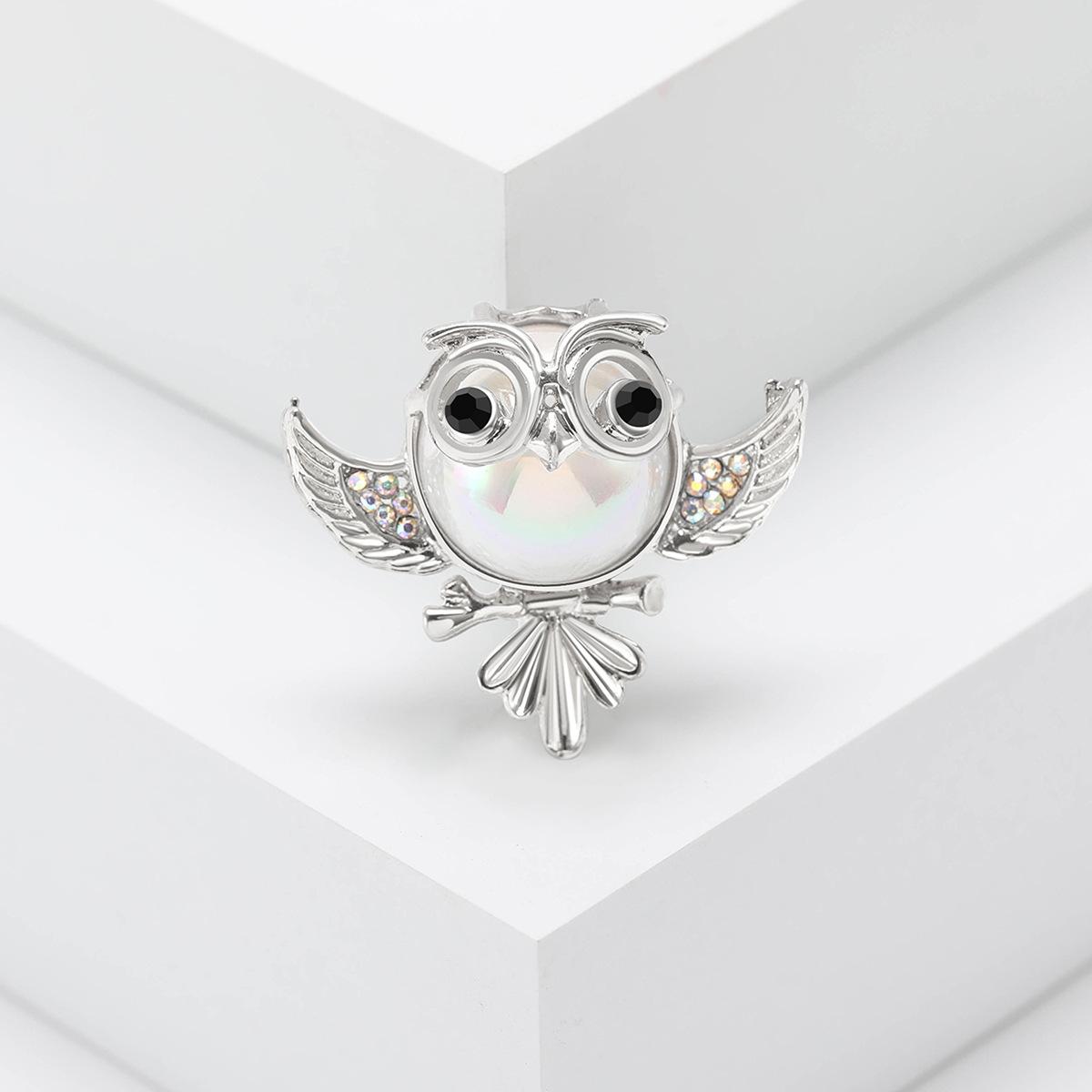 

Модная брошь в виде совы с жемчугом, универсальные аксессуары для одежды серебряный