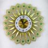 Crystal Leaves Wall Clock None-Ticking Silents Battery Operated Clocks Decorative Wall Clocks for Living Room Decors