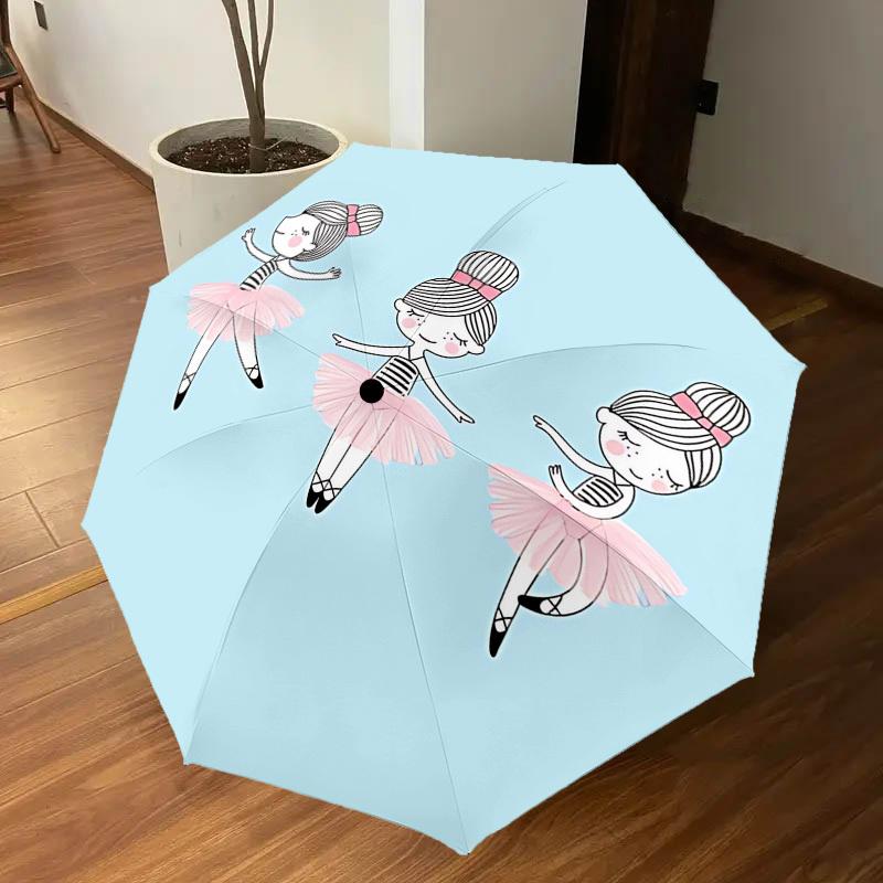 1PC Ballerina Ballet Umbrella-8-Rib Reinforced Portable Folding Travel Suitable for All Seasons Outdoor Daily Use-G407