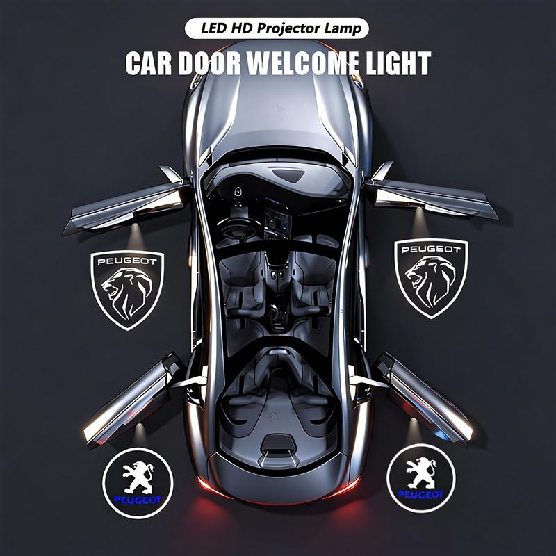 2Pcs Car Door Welcome Lights Projector Lamps Accessories For Peugeot 206 307 308 207 3008 208 407 508 2008 5008 301