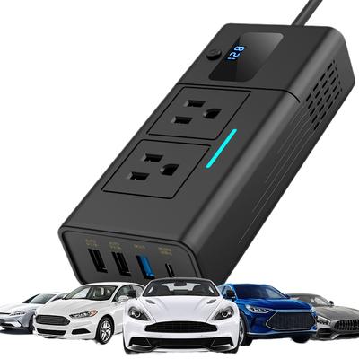 200W Auto-Wechselrichter Auto-Ladeadapter 4 USB-Anschlüsse 12V bis 110V Auto-Netzteil QC3.0 PD US-Buchsen-Ladeadapter