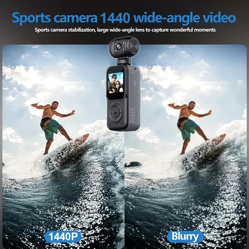 NEW 1440P QHD Display 2K Handheld Sports Pocket Camera 270° Rotatable WIFI Control Video Recorder WIFI Control Motion Camera