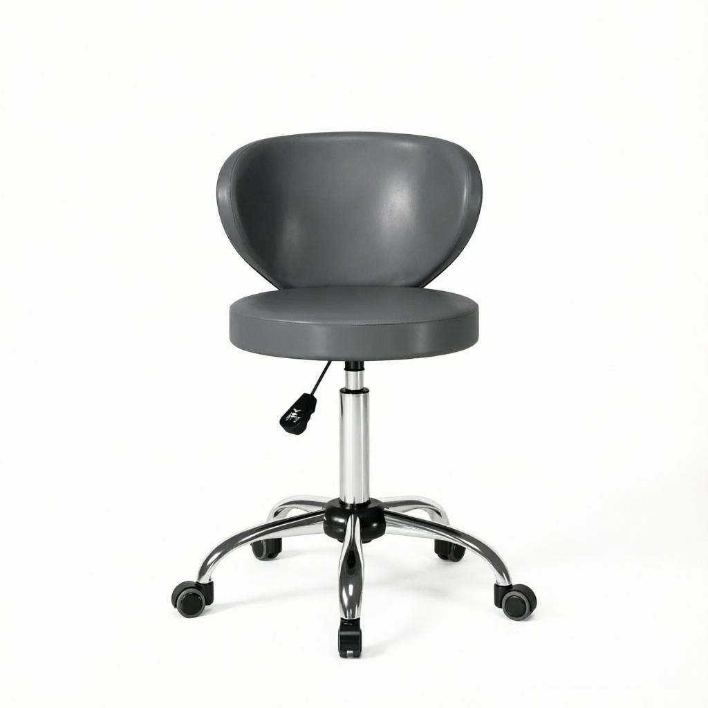 Rolling Stool, 360 degrees Rotating PU Massage Stool with Adjustable Height 73-88 cm and Backrest