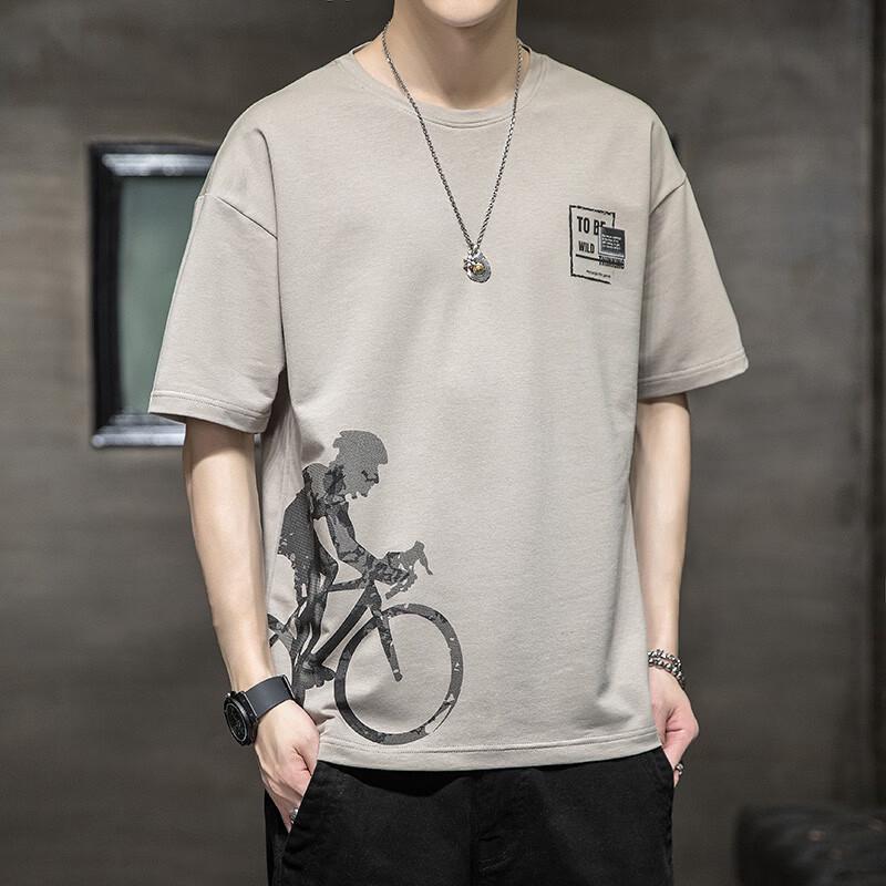 ROMON Men's Premium Short-Sleeve Round Neck Printed T-shirt