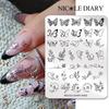 NICOLE DIARY Leaves Flower Nail Art Stamping Plates Drawing Template Geometric Stripe Line 3D Image Stencil Mold Printing Tools