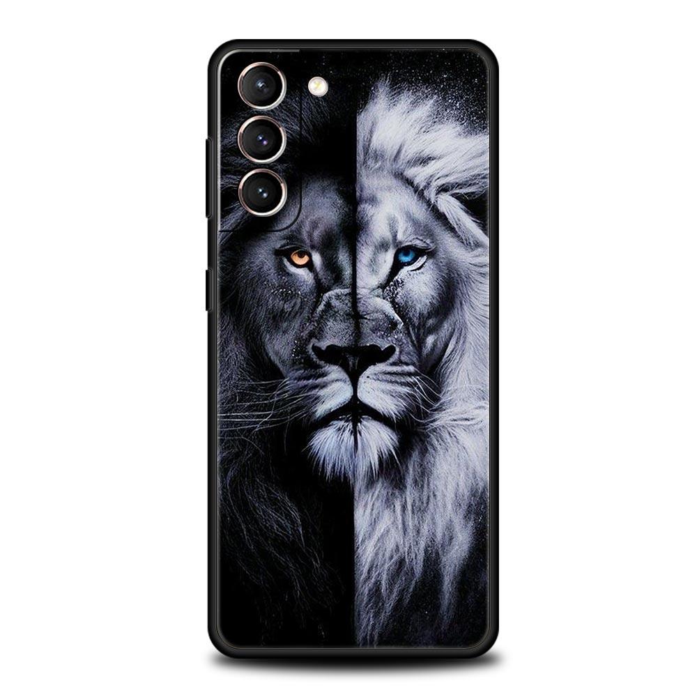 Soft TPU Phone Case For Samsung Galaxy S25 S24 S23 S22 S21 Ultra S20 FE 5G S10 S10E Plus Tigre Wolf Lion Animal Black Cover