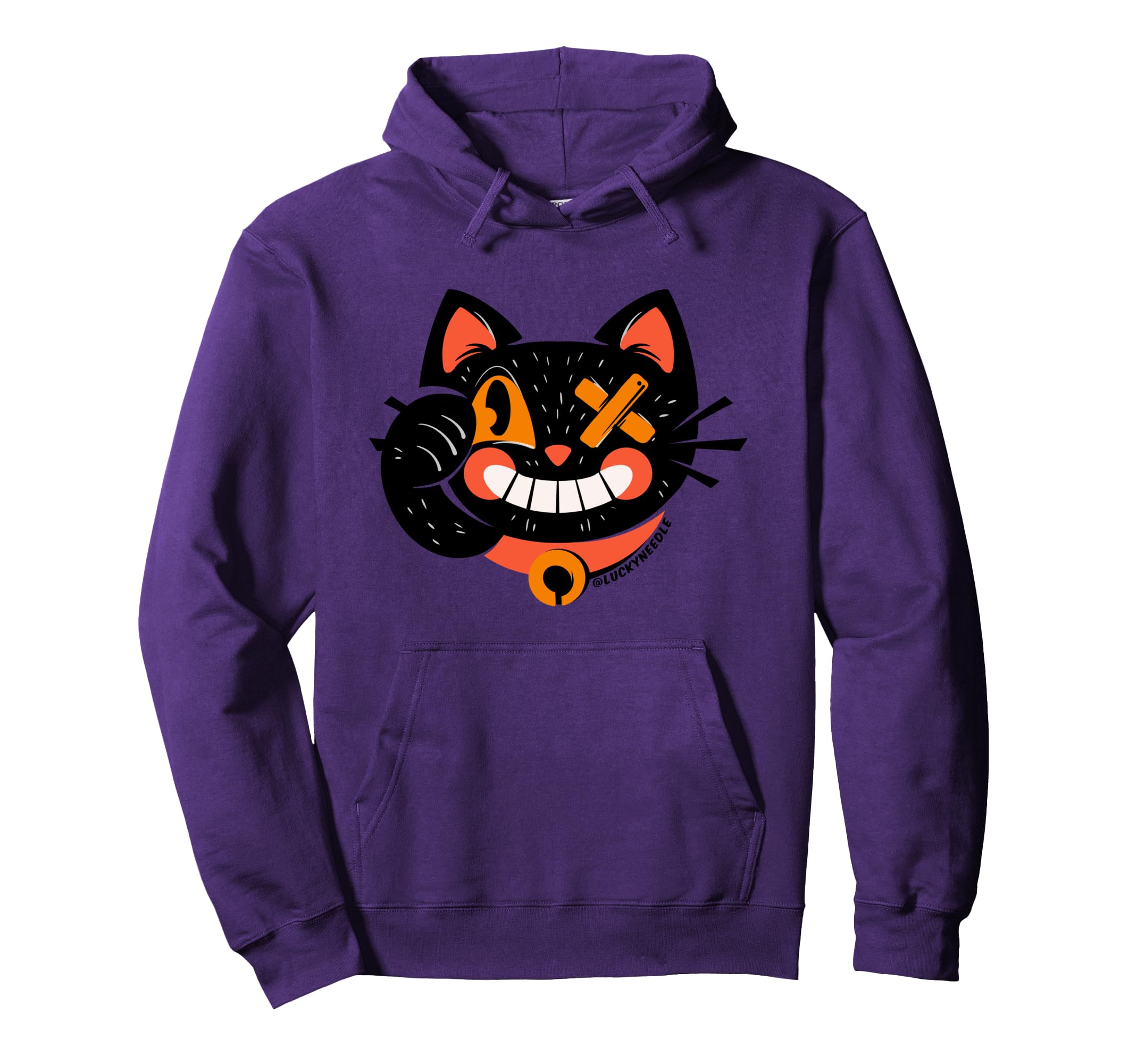 

Vintage Retro Halloween Hoodie Maneki-neko фиолетовый