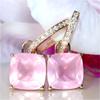 Elegant Square Princess Cut Pink Synthetic Zirconia Dangle Earring Women's  Sparking Wedding Pendant Jewelry Accessories