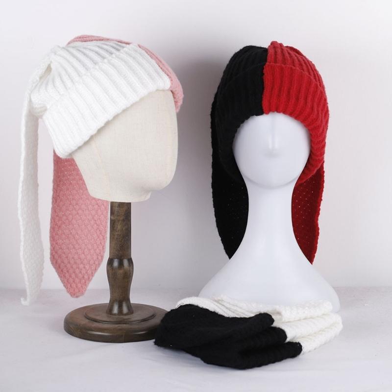 Girls Rabbit Hat Y2K Knitted Ears Hat Cute Rabbit Gifts Warm Winter Hat Adult Children Knitted Ears Winter Photo Props