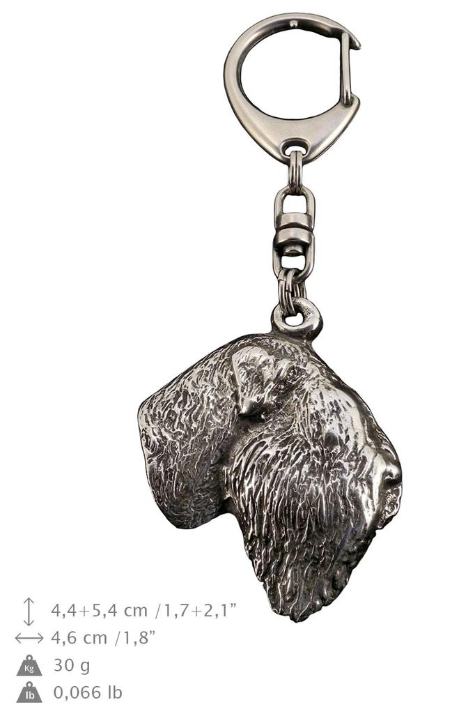 Black Russian Terrier, Chornyi Terrier - Silver-plated key ring with dog, handbag decoration, backpack pendant by Art-Dog brand