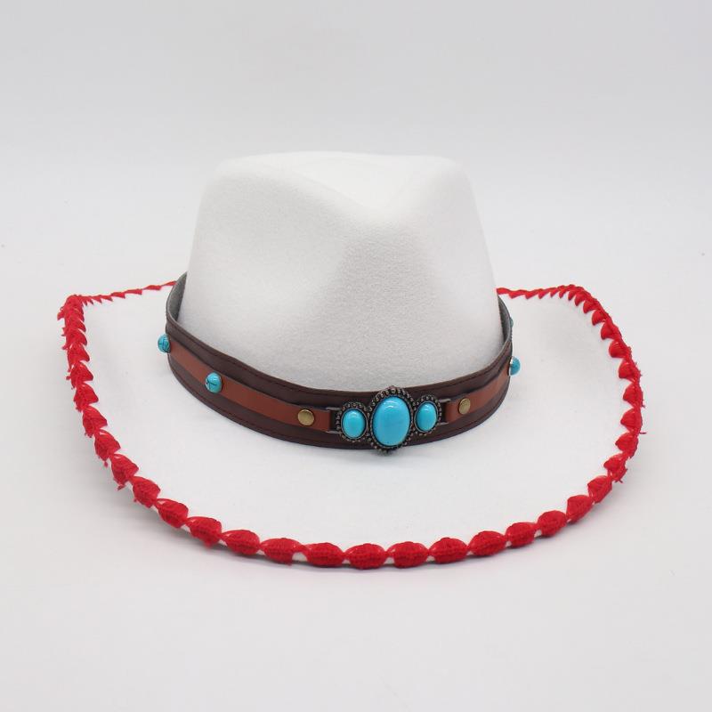 Fashion And Simple Ethnic Style Jazz Hat Men'S And Women'S Hat Cross-Border Wholesale Cowboy Hat Tibetan Vacation Hemming Top Hat