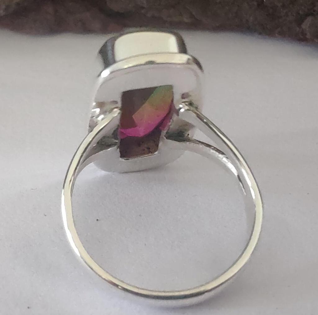 Statement Ring, Tourmaline Quartz Ring, Watermelon Gemstone Ring, 925 Solid Sterling Silver, Handmade Jewelry, Gift for Her