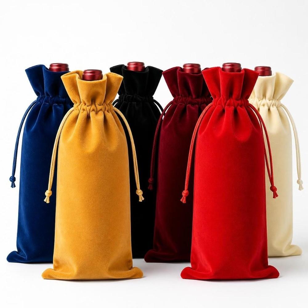 Tessuto Morbido di Velluto Sacchetto di Velluto per Vino Chiusura con Coulisse Sacca di Velluto per Vino Confezione Regalo per Vino