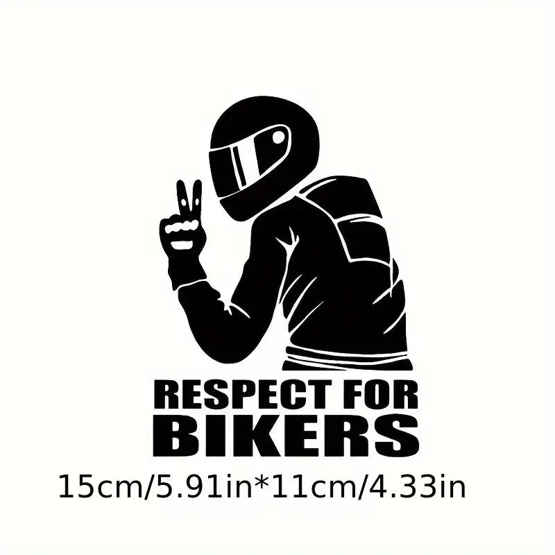 1 Stück PVC Respect Biker Aufkleber - Reflektierender Motorradaufkleber für Karosserie Helm Langlebiger und Wetterfester Vinyl Motorradaufkleber