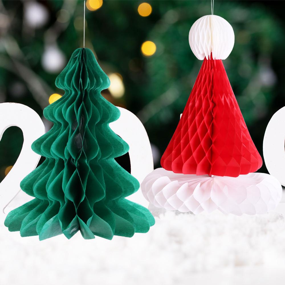 Paper Honeycomb Delightful Christmas Tree And Hat Festive Ornaments For Celebrations Holiday