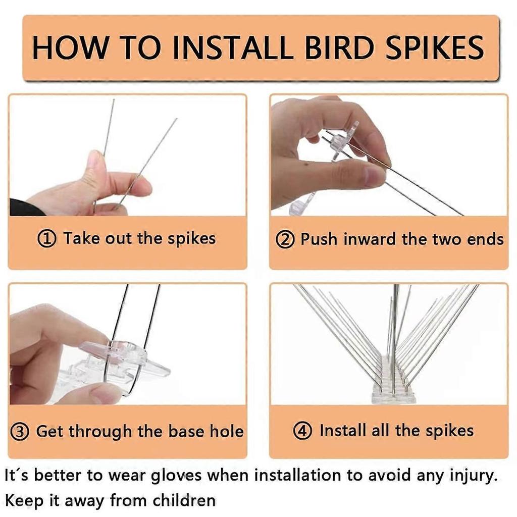 12Pcs Pigeon Spikes Stainless Steel Bird Repeller Set Deterrent Anti Bird Pigeon Squirrel Cat Repel