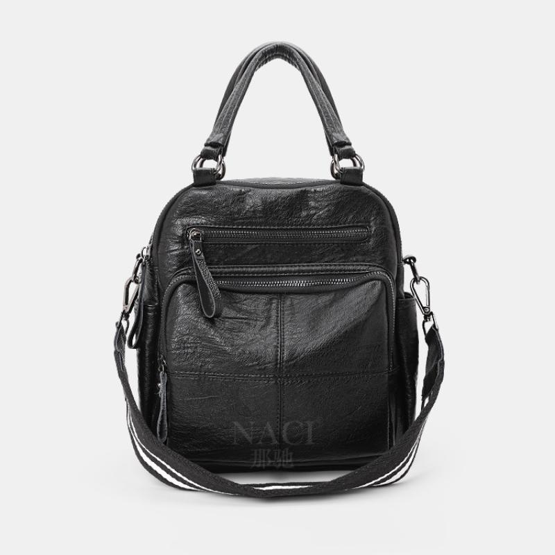 

Женский мягкий кожаный рюкзак из воловьей кожи, простой, повседневный, с диагональю 24cm*14cm*26cm чёрный