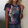 Neues lustiges Katze 3D-Druck Damen T-Shirt Weiblich Harajuku Freizeitkleidung Damenmode Niedliche Tiergrafik T-Shirts Mädchen Oberteile