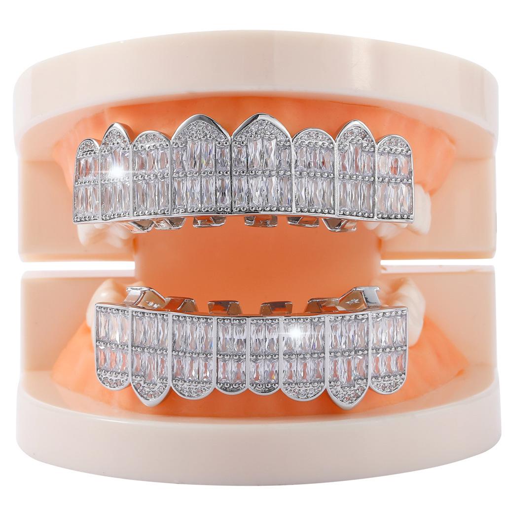 Super Sparkly Zirconia Hip Hop Grillz: Exaggerated High-End Tooth Jewelry for Men
