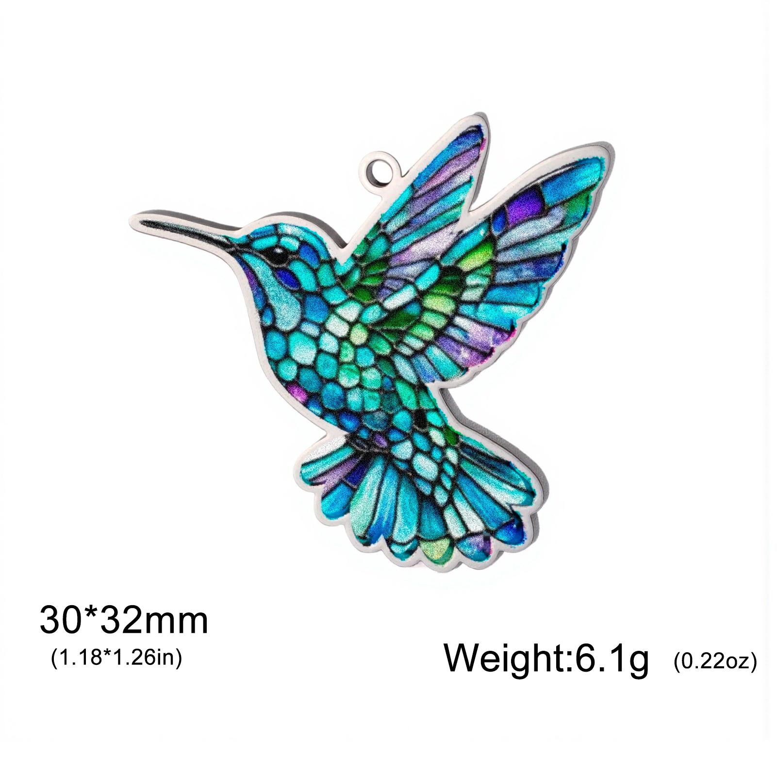

Teamer Hummingbird & Garland Stainless Steel Charms For Women Retro Style Colorful Bird DIY Necklace Making Jewelry Gift New