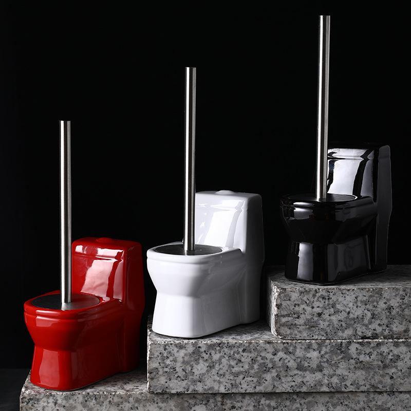 Modern Toilet Shape Cleaning Brush Modern Delicate Long Handle Cleaning Toilet Brush Abstract Toilet Brush Bathroom Accessories