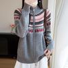 2026 A/W Pure Wool Jacquard Cardigan: Thickened, Seven-Stitch, Double Zipper, Half-High Neck.