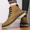 New Men's Retro Genuine Leather High-top Desert Boots, Round-toe Work Boots, Outdoor Street Autumn and Winter Leather Boots