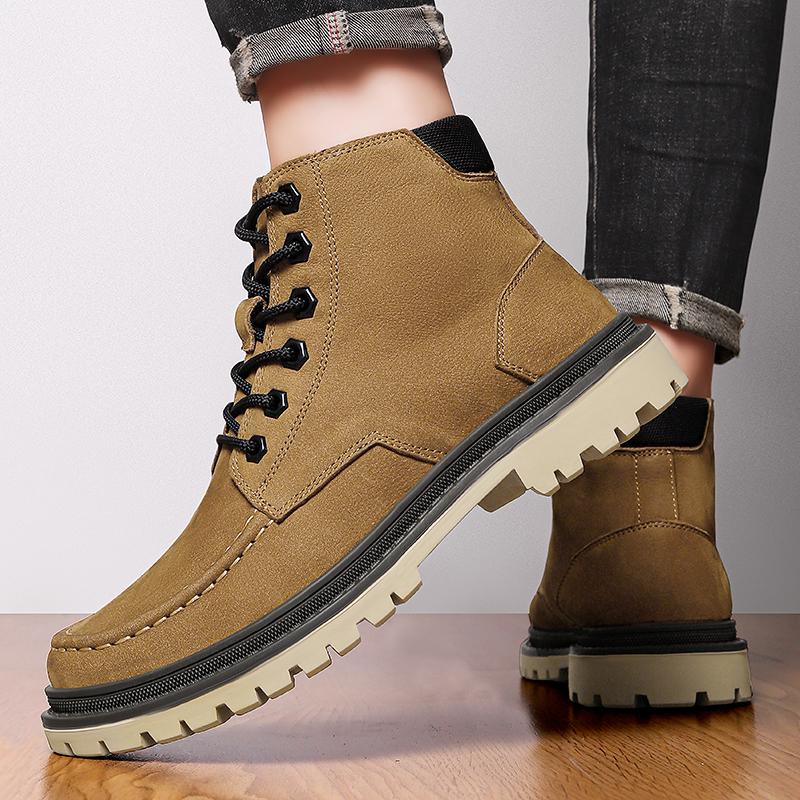 New Men's Retro PU Leather High-top Desert Boots Round-toe Work Boots Outdoor Street Autumn and Winter Shoes Zapatos Para Hombre