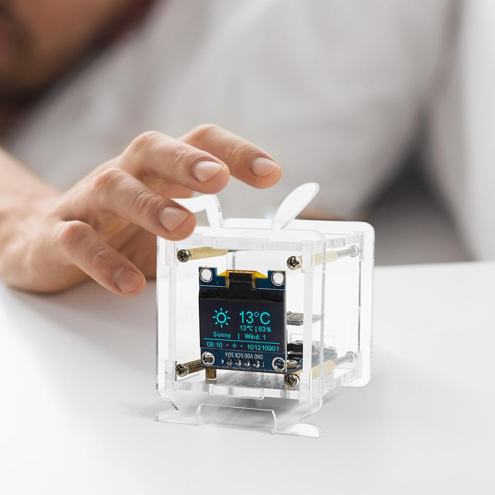 1/2 Peças Estação Meteorológica Multifuncional Suporte Rede Wifi 2.4G Mini Relógio de Previsão do Tempo Kit com Caixa DIY Soldagem